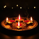 Illuminate Your Celebrations with Craftooba�s Premium Brass Lotus Diyas � Set of 4