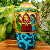 Hand Painted Terracotta Vase- Table Top Decor- Home Decor