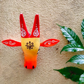 Handcrafted Wooden Cow Head Wall Decor | 6 Inches | Oachira Festival Kerala Inspired | Vastu Positive Home Decor