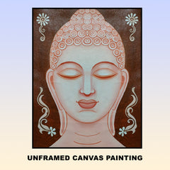 Craftooba Hand-Painted Buddha Canvas for Your Zen or Meditation Corner | Paintings | Handpainting | Canvas painting | Unframed | Original Painting |