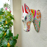 Wooden Hand Painted Horse Face – 11 Inches White