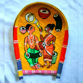 Handcrafted 9x7 Inch Painted Kulo Art – Traditional Bamboo Winnowing Basket Wall Decor with Cultural Folk Art Motif