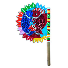 Craftooba Hand Painted Bengali Haat Pakha – Decorative Bamboo Hand Fan. Folk Art, 8.5 Inch – for Wedding, Puja & Wall Decor