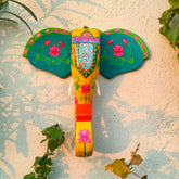 15-Inch Wooden Hand-Carved & Hand-Painted Elephant Head Wall Décor