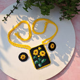 Craftooba Phool Sutra — Surajmukhi | Hand-Embroidered Sunflower Necklace & Star Set