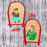 Handpainted and Handcrafted Decorative Folk Art 13 X 9 Inches Bamboo Tray Combo (kulo) or Winnowing Clatter for Home Decor | Babu & Bibi