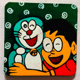 Craftooba Hand-Painted Cartoon & Cute Character Square Fridge Magnets – Nostalgic Anime Duo & "Pawsome" Puppy Decorative Accents
