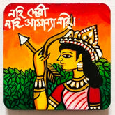 Craftooba Hand-Painted Empowered Goddess Devi Square Fridge Magnets (Set of 2) – Divine Feminine Art & Bengali Script Accents