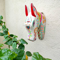 Wooden Hand Painted Horse Face – 11 Inches White