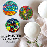 Engineered wooden handpainted Coasters art – | Engineered wooden handpainted coaster decor