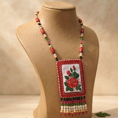 Craftooba Phool Sutra — Gulabo | Hand-Embroidered Rose Necklace & Star Set