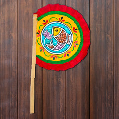 Craftooba Hand Painted Bengali Haat Pakha – Decorative Bamboo Hand Fan. Folk Art, 8.5 Inch – for Wedding, Puja & Wall Decor