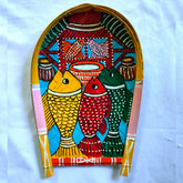 Craftooba Hand-Painted Small 9 * 7 Inches Bamboo Soop \ Sup \ Moram \ Kulo Wall & Tabletop Decor Set | Bengal Patachitra Tribal Art | Handmade Indian Folk Art Basket