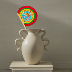 Craftooba Hand Painted Bengali Haat Pakha – Decorative Bamboo Hand Fan. Folk Art, 8.5 Inch – for Wedding, Puja & Wall Decor