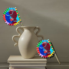 Craftooba Hand Painted Bengali Haat Pakha – Decorative Bamboo Hand Fan. Folk Art, 8.5 Inch – for Wedding, Puja & Wall Decor