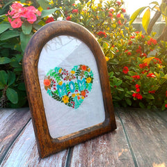 Craftooba Hand Crafted Embroidered Artwork | Crafted by Rural Bengal Women | Wooden U-Frame for Wall & Shelf Décor