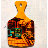 Craftooba Hand-Painted Nature & Urban Cityscape Mini Chopping Board Fridge Magnets – Lotus Pond & Kolkata Street Art Accents