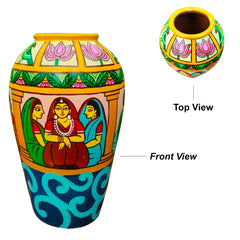 Hand Painted Terracotta Vase- Table Top Decor- Home Decor