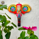 Craftooba "MAA Durga Inspired 15 Inches ref Hand-Painted Elephant Head | Elephant Head | Wall Decor | Vintage Decor | Home Decor