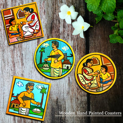 Wooden handpainted Coasters art Set Of 2 – | Wooden handpainted coaster decor
