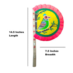 Craftooba Hand Painted Bengali Haat Pakha – Decorative Bamboo Hand Fan. Folk Art, 8.5 Inch – for Wedding, Puja & Wall Decor