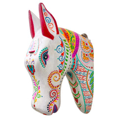 Wooden Hand Painted Horse Face – 11 Inches White
