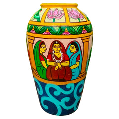 Hand Painted Terracotta Vase- Table Top Decor- Home Decor
