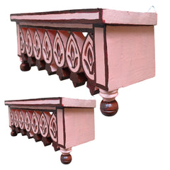 Craftooba Hand Carved and Painted Solid Wood Wall Mounted Floating Shelf Wooden Wall Brackets Shelves Set