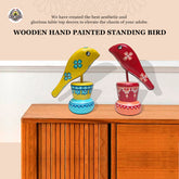 Craftooba Handpainted Wooden Bird showpiece Set-of-2 Yellow & Red | Wooden Birds | showpiece | Handpainted | Table top | Home Decor |