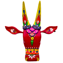 Craftooba Cow Head Wall Decor – Hand Painted Wooden Nandi Head, Red, 15 Inch – Symbol of Prosperity for Living Room & Puja Room,Entrance,Ready to Hang