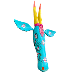 Craftooba Cow Head Wall Decor – Hand Painted Wooden Nandi Head, Blue Floral Design, 18 Inch – Symbol of Prosperity for Living Room & Puja Room,Entrance,Ready to Hang