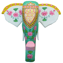 Hand-Carved & Hand-Painted Wooden Elephant Head | 10 Inches | Vastu Positive Decor | Symbol of Power and Protection