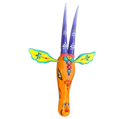 Craftooba Cow Head Wall Decor – Hand Painted Wooden Nandi Head, Orange, 18 Inch – Symbol of Prosperity for Living Room & Puja Room,Entrance,Ready to Hang