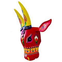 Craftooba Cow Head Wall Decor – Hand Painted Wooden Nandi Head, Red, 15 Inch – Symbol of Prosperity for Living Room & Puja Room,Entrance,Ready to Hang