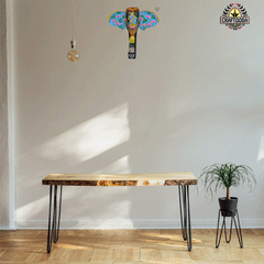 15-Inch Wooden Hand-Carved & Hand-Painted Elephant Head Wall Décor