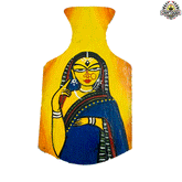 Craftooba Hand-Painted Traditional Bengali Woman Bottle Fridge Magnets (Set of 2)