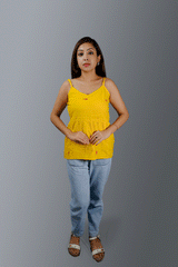 Yellow Jamdani spaghetti crop top or blouse