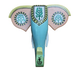 " Hand-Carved & Hand-Painted Wooden Elephant Head | 10 Inches | Warli Art in Pastel Shades | Vastu Positive Decor | Ancient India Inspired"