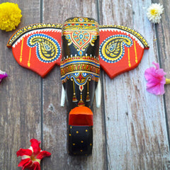 Hand-Carved & Hand-Painted Wooden Elephant Head | 10 Inches | Vastu Positive Decor | Symbol of Power and Protection