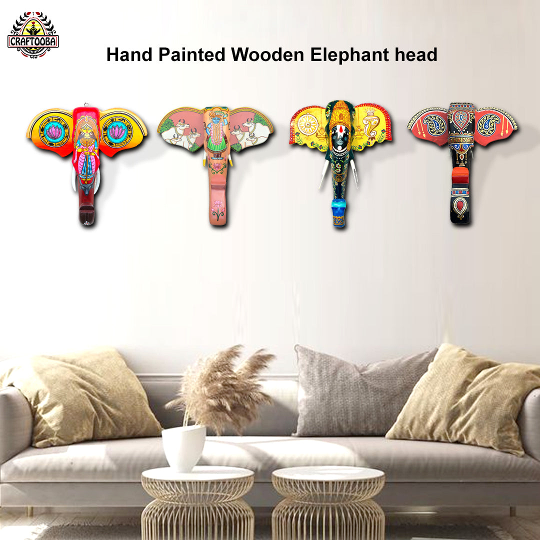 Wooden Elephant Heads