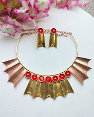 Craftooba Aarunya Necklace Set - Where Brass Meets The Blush Of Dawn