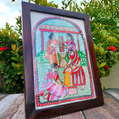 Hand-Embroidered Kantha Art Frame – Rural Women of Bengal