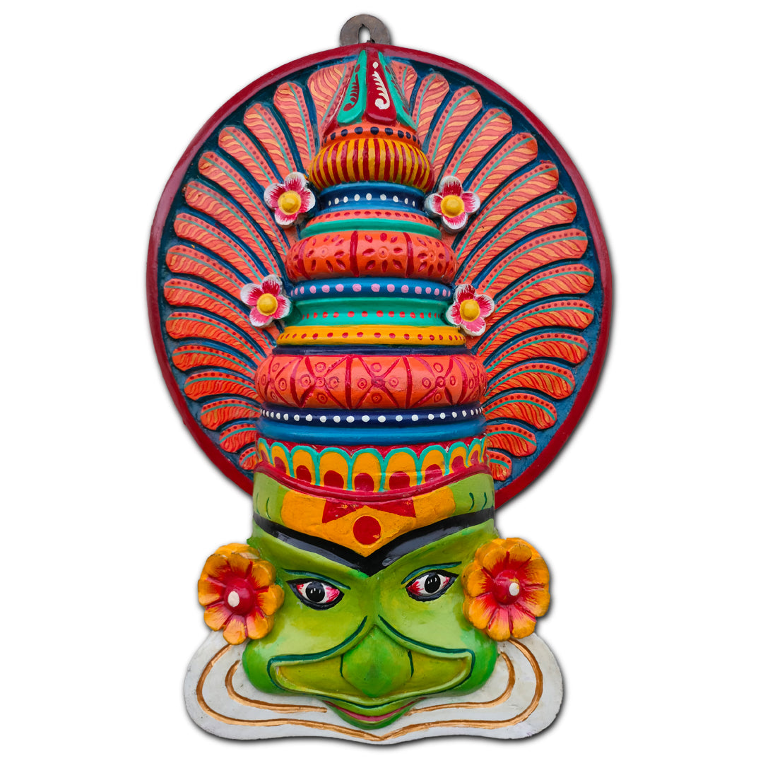Wooden handpainted Kathakali face mask | Wooden Face mask decor