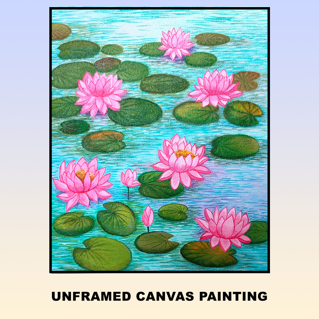 Product image Craftooba Unframed Original Canvas Paintings Lotus | Paintings | Handpainting | Canvas painting | Unframed | Original Painting |