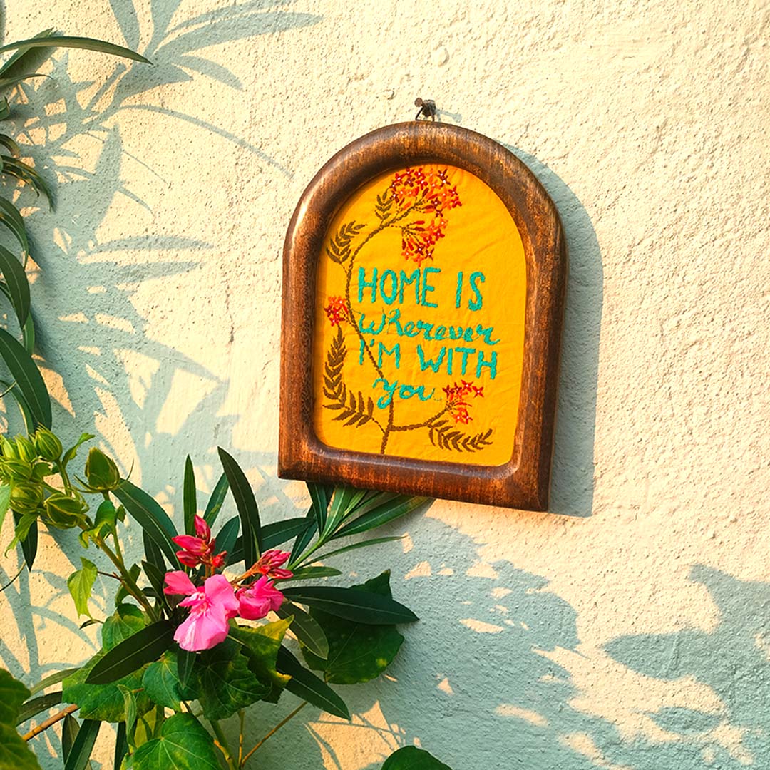Craftooba Hand Crafted Embroidered Artwork | Crafted by Rural Bengal Women | Wooden U-Frame for Wall & Shelf Décor