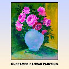 Craftooba Unframed Original Canvas Paintings Flower vase | Paintings | Handpainting | Canvas painting | Unframed | Original Painting |