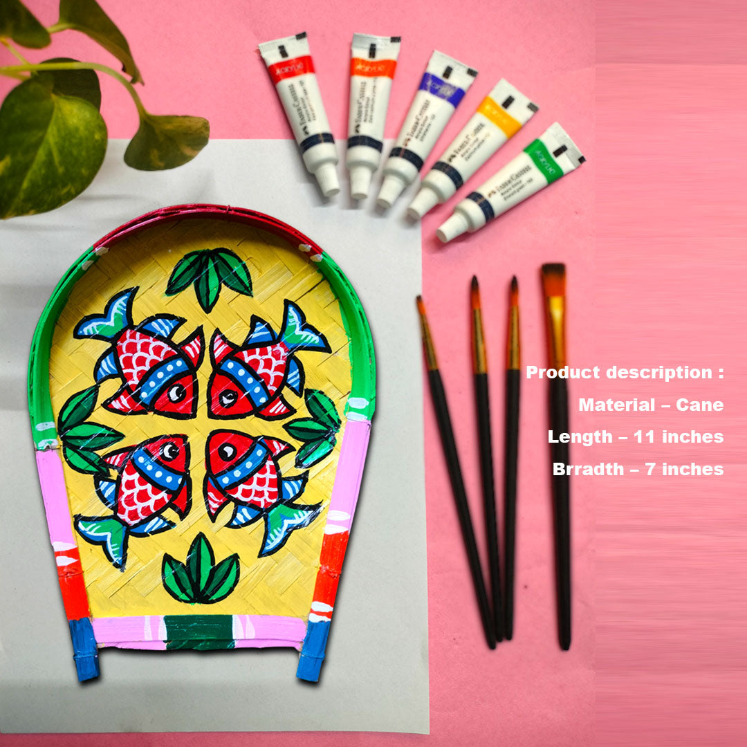 Craftooba Small Hand Painted Soop for Puja – Bamboo Sup, Moram & Kulo for Chhath Puja, Wedding & Mandir Decor – 9 * 7 Inch