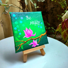 Craftooba Be Happy - Hand-Painted Mini Canvas Art | Uplifting & Inspirational Home Décor