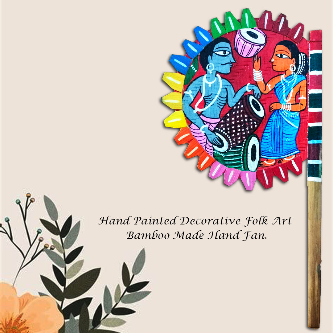 Craftooba Hand Painted bamboo made hand fan (hatpakha) for home decor & festival | Handmade & handpainted Beautiful Traditional Hand Fan for Cool Air & Home Decor and Travel Use