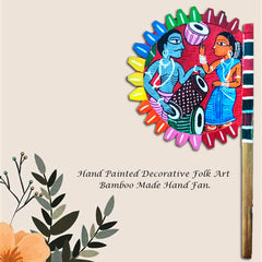 Craftooba Hand Painted bamboo made hand fan (hatpakha) for home decor & festival | Handmade & handpainted Beautiful Traditional Hand Fan for Cool Air & Home Decor and Travel Use